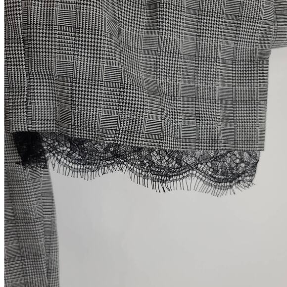 ZARA Basic Houndstooth Lace Trim Pants - Picture 3 of 4